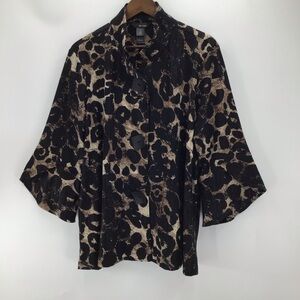 Ali Miles Black and Tan Animal Print Jacket